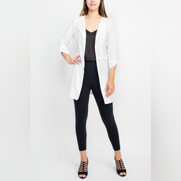 Soho Apparel Jackets & Blazers - Soho Open Front 3/4 Sleeve Collared Solid Knit Jacket-Pink NWT